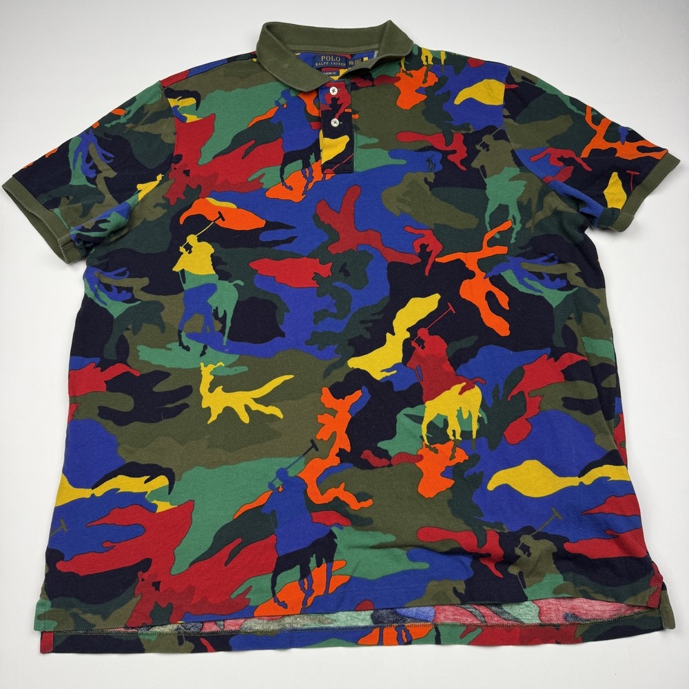 Polo Ralph Lauren Polo Shirt Mens 2XL Multicolor Camo Polo Player Classic Fit